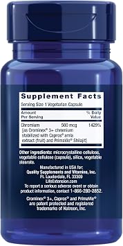 Life Extension Optimized Chromium with Crominex 3+, 500 mcg, 60 Capsules