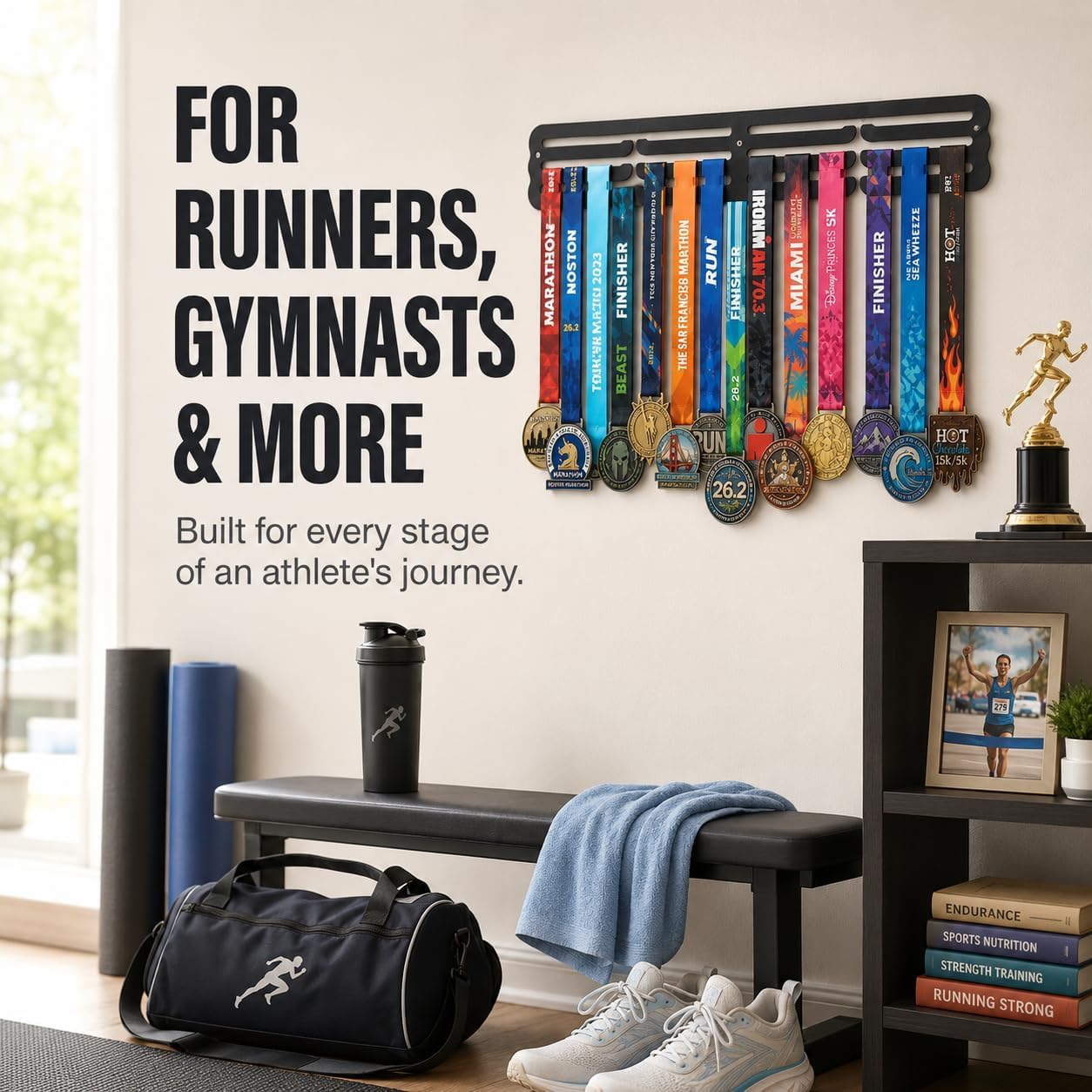 Medal Hanger Display - Steel Wall-Mount Holder Organizer Holds Up 70 Medals