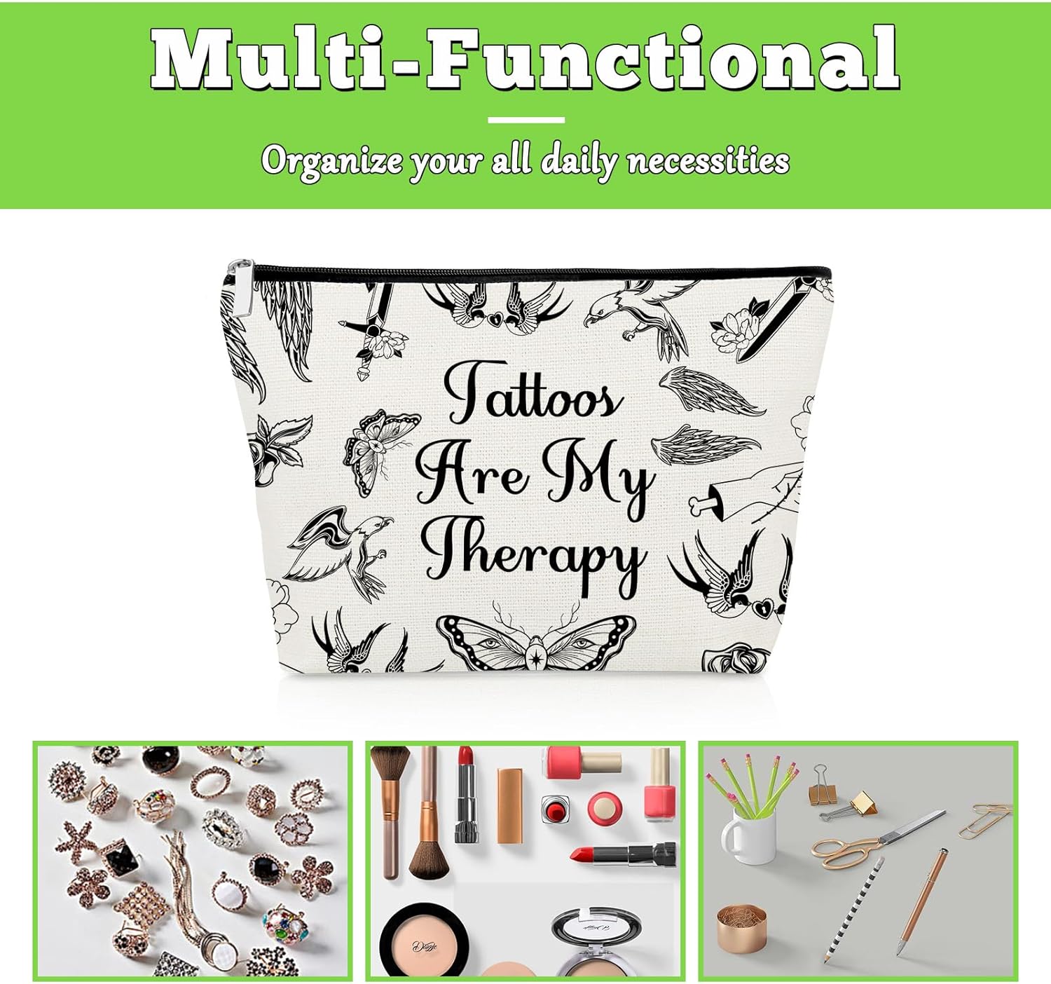 Tattoo Artist Gifts for Women Tattoo Lover Makeup Bag Thank You Gifts for Her Tattooist Coworker Best Friend Tattooing Cosmetic Bag Christmas Birthday Present for Tattooer Travel Zipper Pouch - Image 7