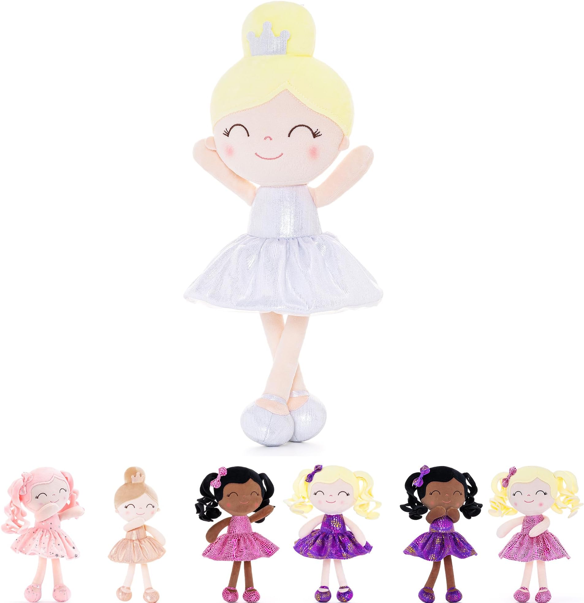 GloveleyaBaby Girl Gifts Baby Dolls Soft Doll Glitter Fish Scale Skirt Girl White 12inches