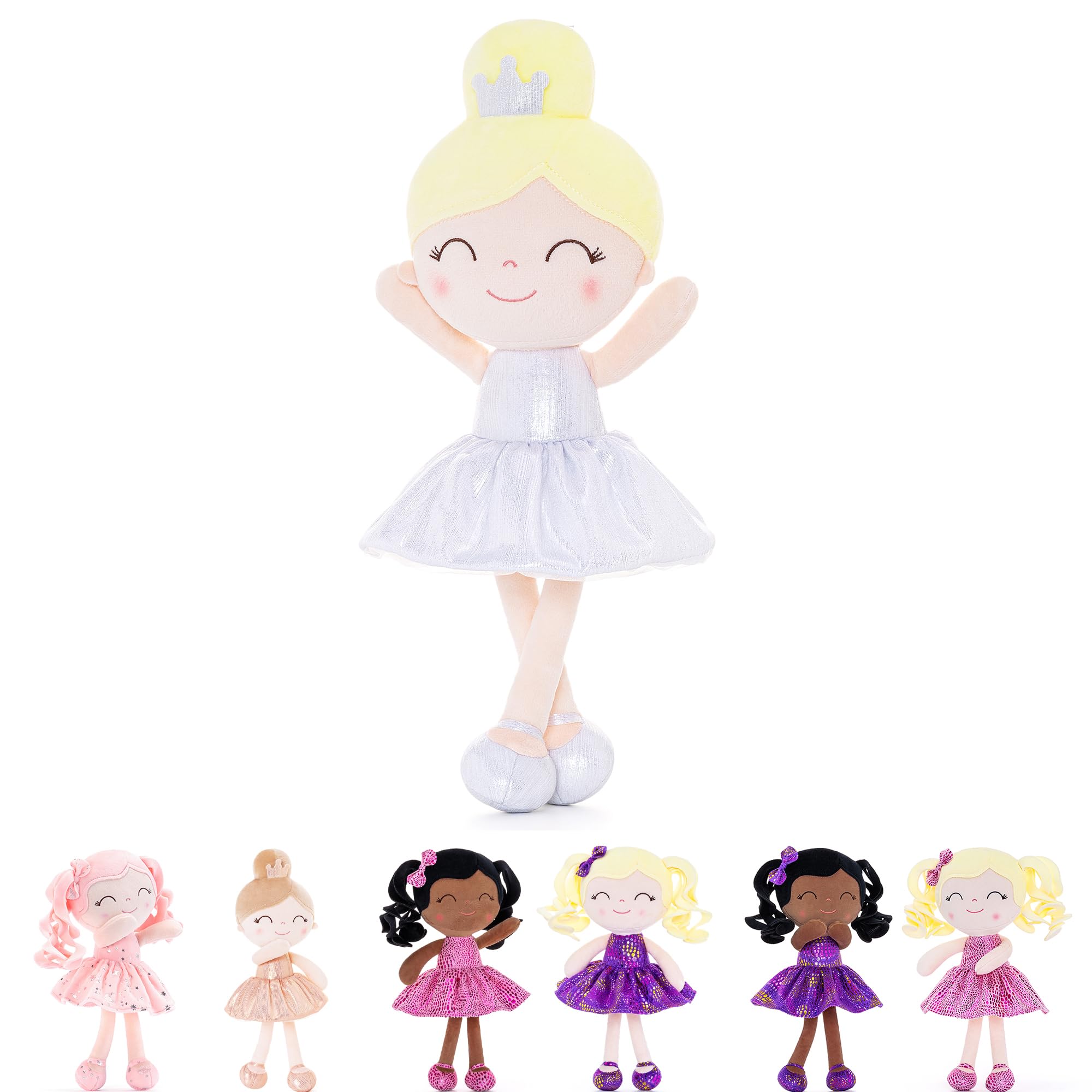 GloveleyaBaby Girl Gifts Baby Dolls Soft Doll Glitter Fish Scale Skirt Girl White 12inches