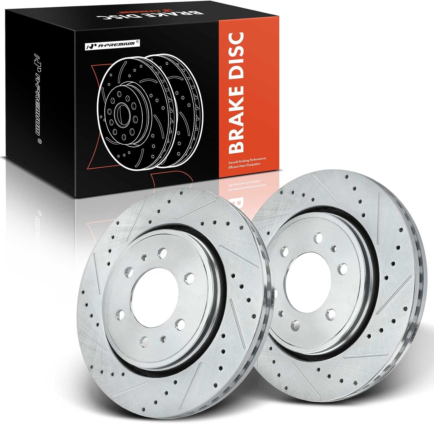 A-Premium 13.78 inch (350mm) Front Drilled and Slotted Disc Brake Rotors Compatible with Select Ford and Lincoln Models - For F-150 2010-2020, Expedition/Navigator 2007-2021, 2-PC Set