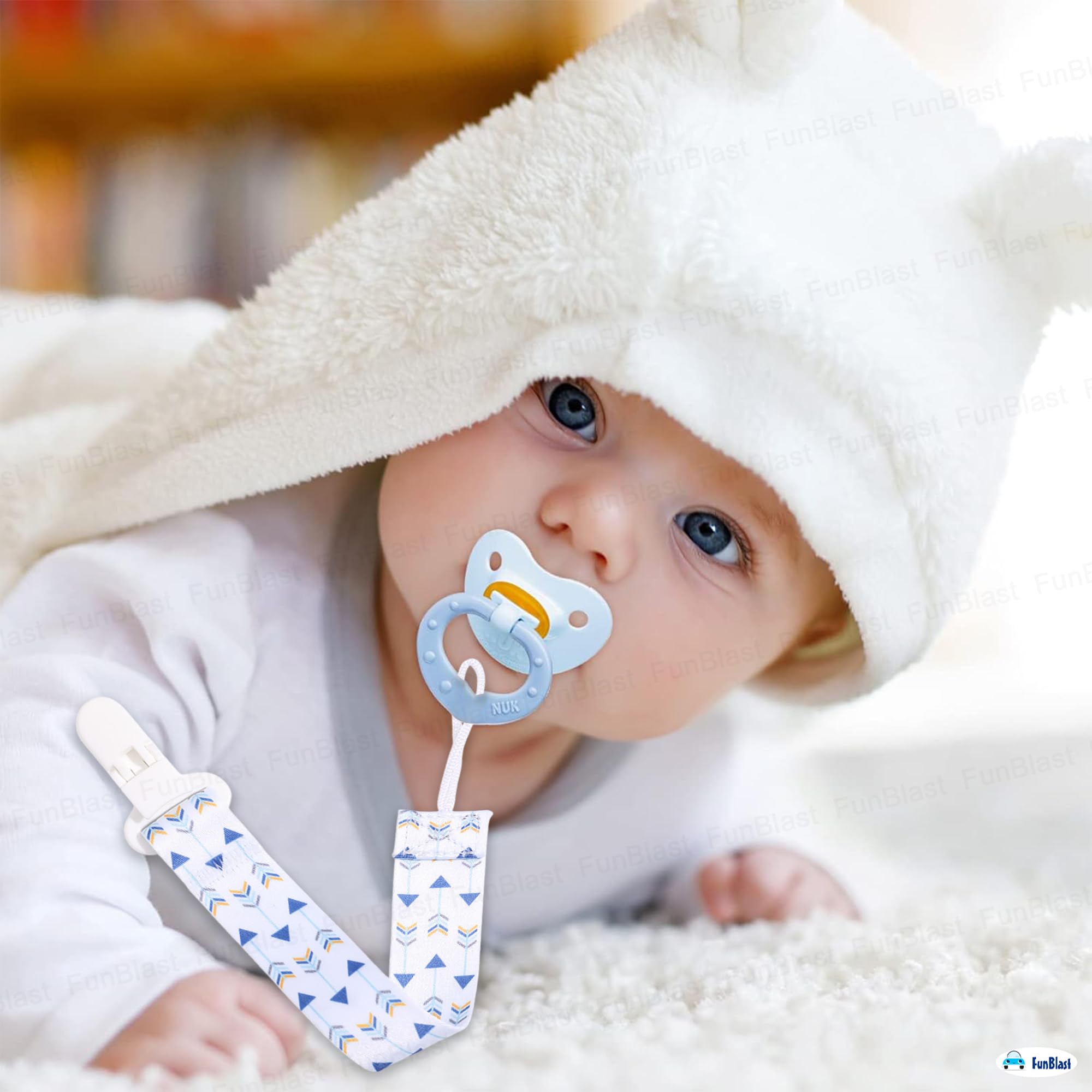 FunBlast Baby Pacifier Clips - Pack of 2 Universal Holder Leash for Teether Toy Teething Ring Soothie, Paci Holder with Clip for 0+ Months Babies, Newborn, Toddlers (Random Color and Design) - Image 7 thumbnail