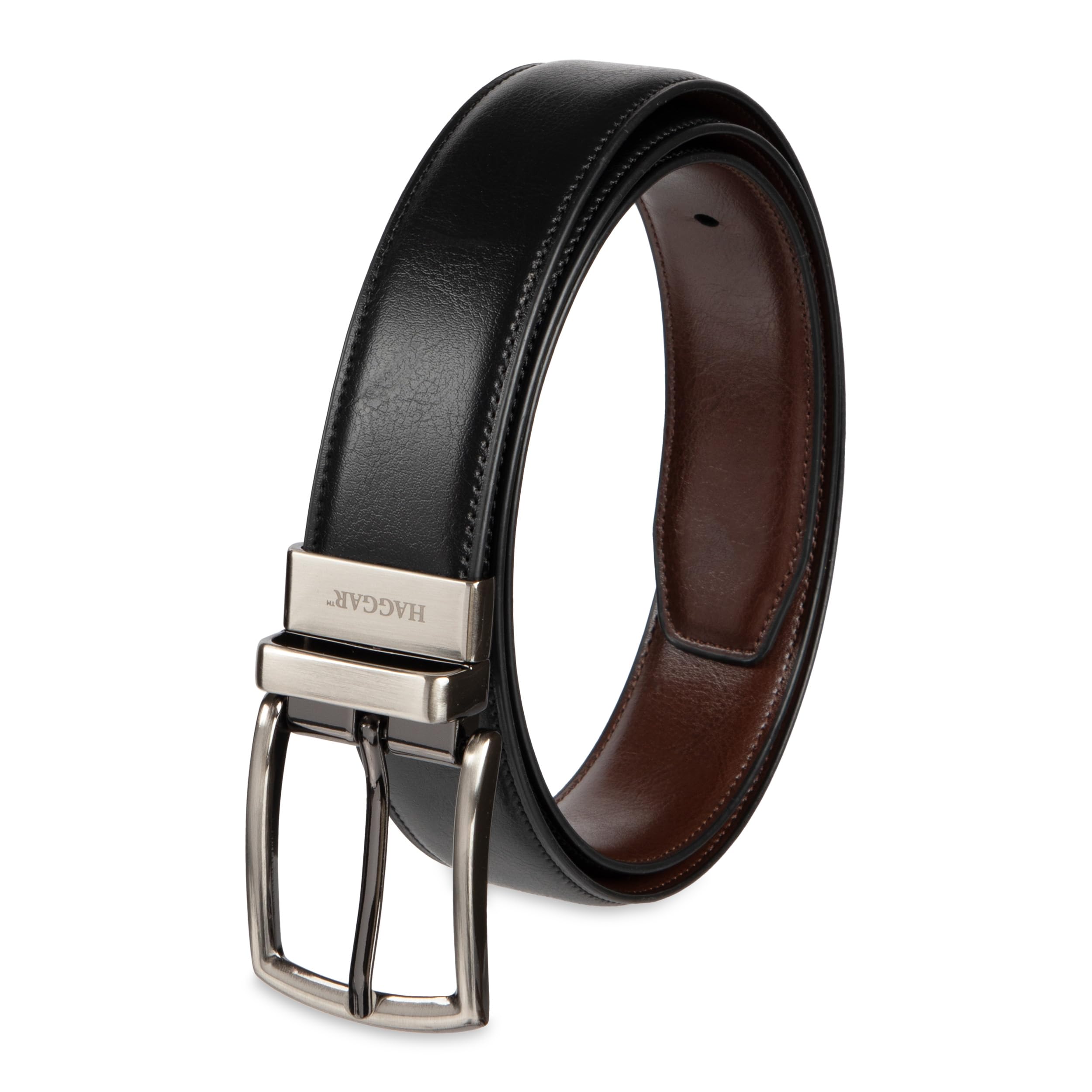 Haggar Men's 2-in-1 Reversible Leather Belt