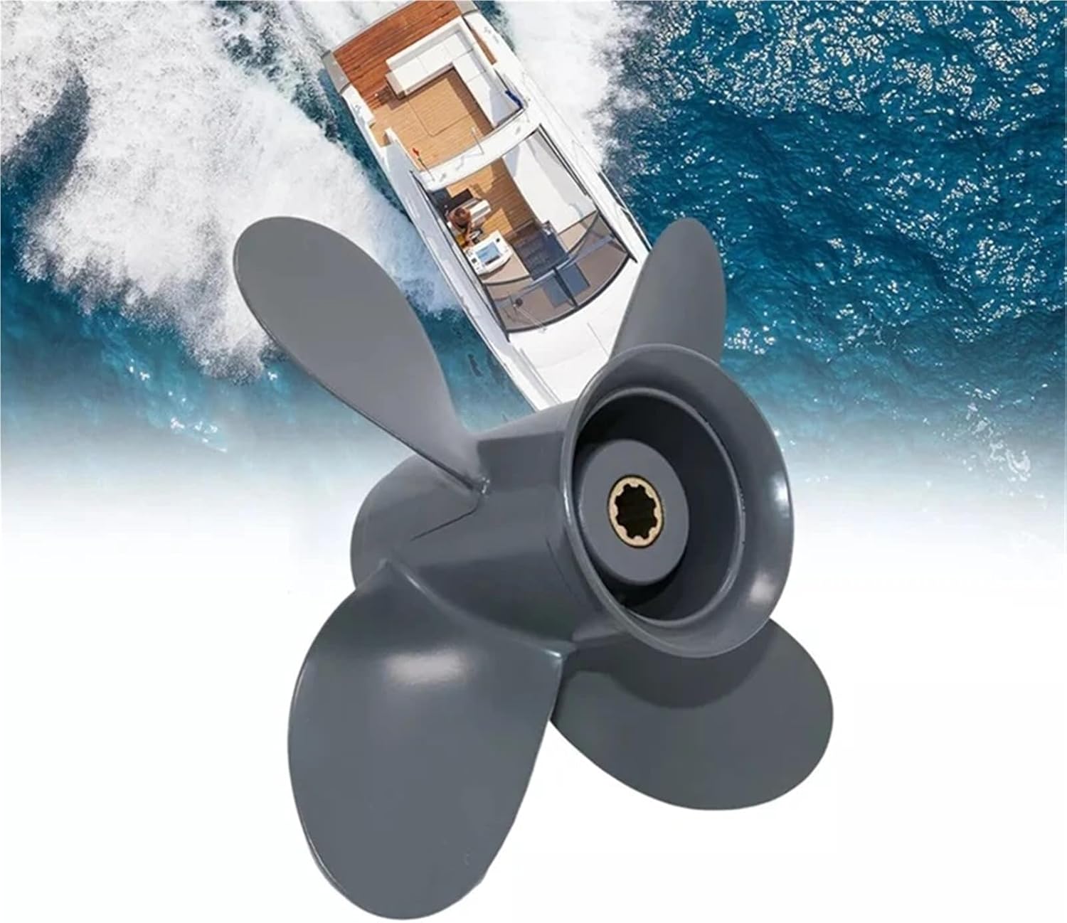 船舶係留用品 ボート船外機用プロペラ 9 1/4x11 アルミ製 8HP-20HP 4ブレード