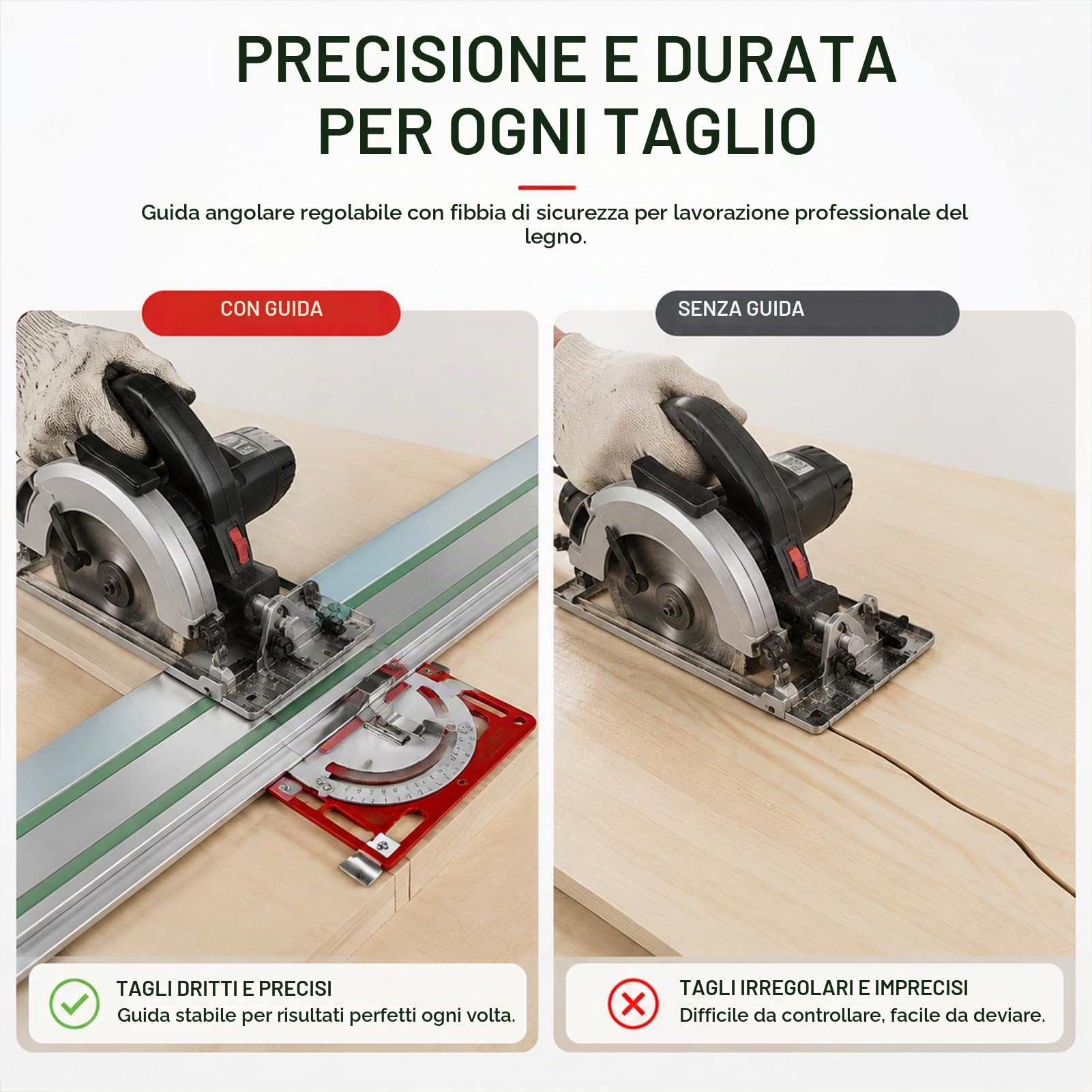 Binario di Guida Quadrato in Metallo per Sega Circolare
