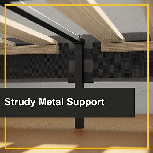 Miniatura 6 de LIKIMIO Armazones de Cama Individuales, Armazón de Cama Plataforma Tapizada en Terciopelo con Cabecera y Listones de Madera Resistentes, No Necesita