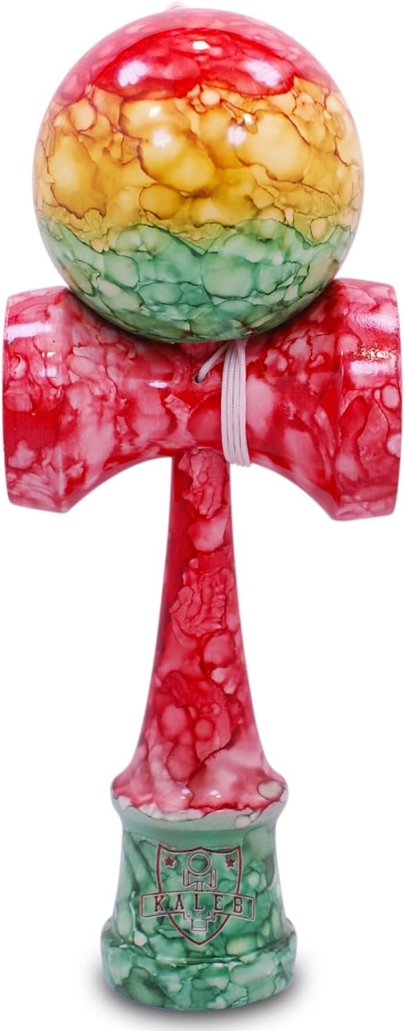Full Rasta Marble Kendama And Extra String