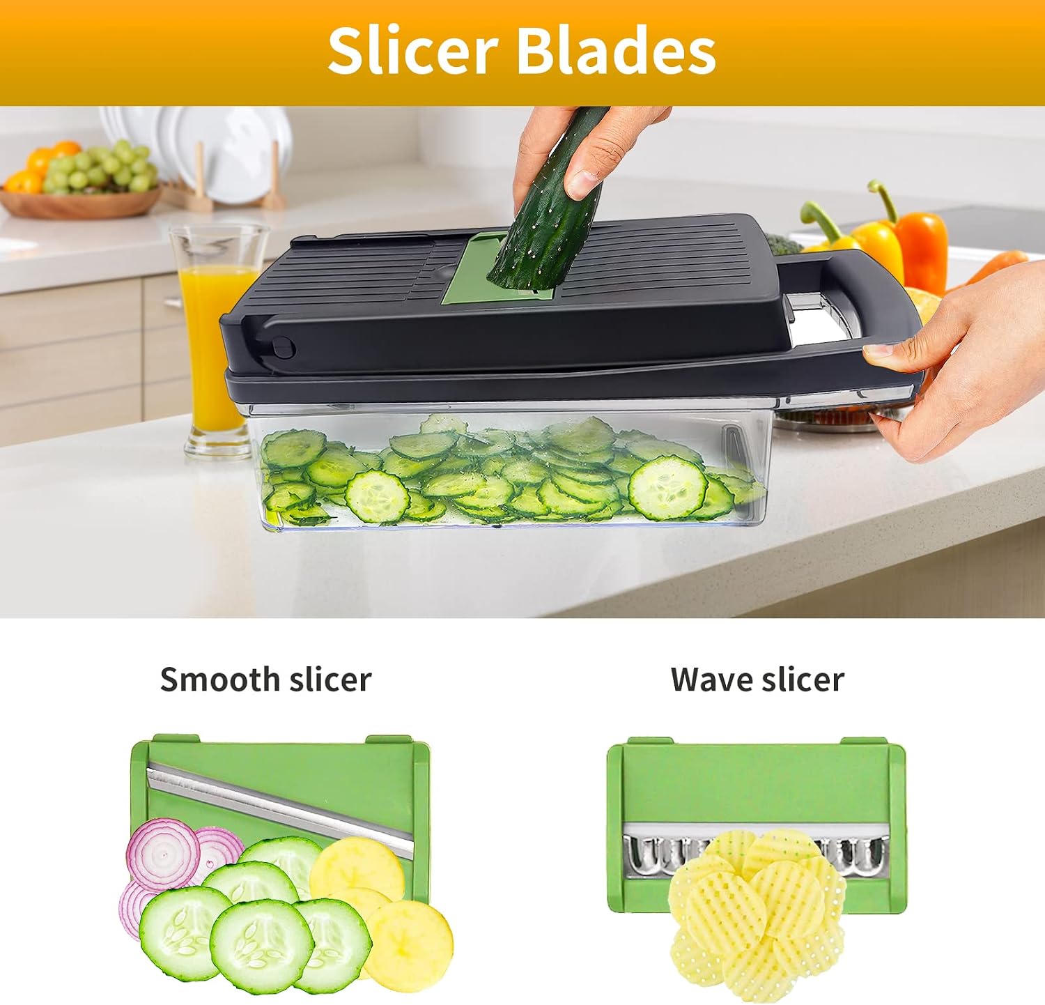 Vegetable Chopper, 12 in 1 Food Chopper Veggie Chopper Vegetable Cutter Onion Chopper Vegetable Slicer Mandolin Slicer for Kitchen Vegetable Chopper with Container 8 Blades Garlic Chopper Slicer