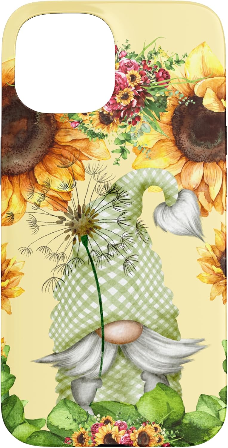 Floral Sunflower Motif For Dandelion Lovers And Summer Gnome Case for iPhone XR
