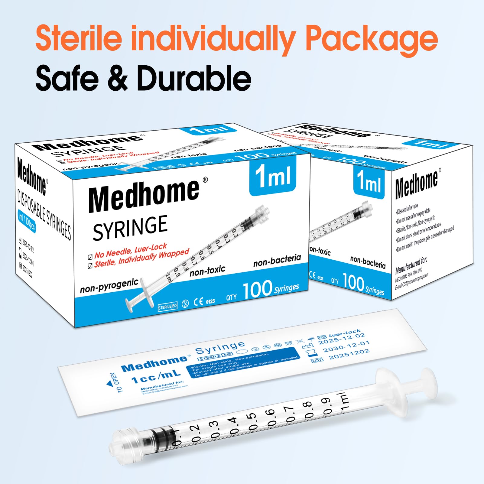 100 Pack 1mL Luer Lock Syringe (No Needle) , Sterile & Individually Wrapped, Professional, Industrial & Personal Use — Amazon image 5