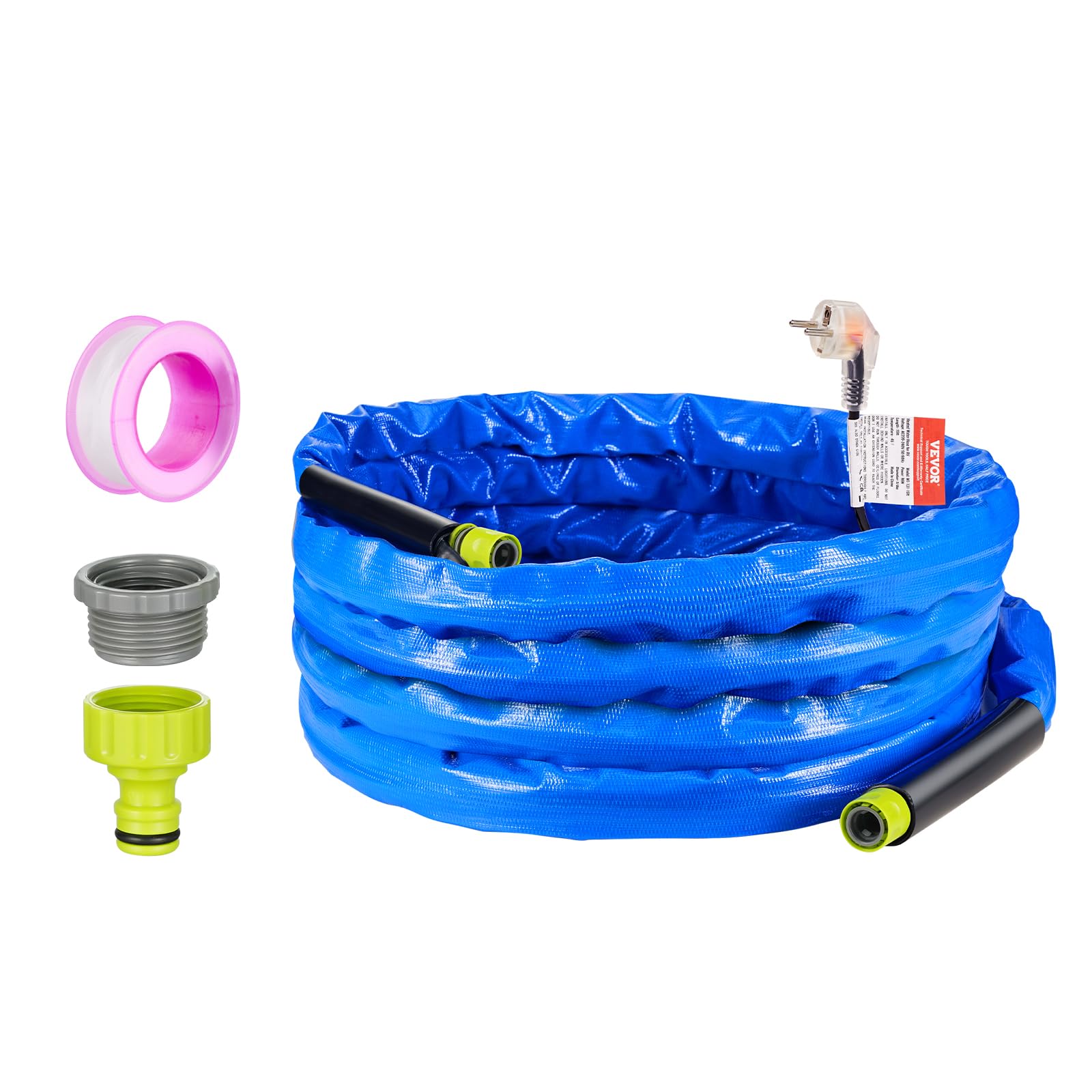 VEVOR Tuyau d'Eau Chauffant pour Camping-car 7,6 m, Tuyau d'Eau Potable Antigel jusqu'à -42,7 ℃, avec Couvercle Ondulé, Autorégulation Automatique, Diamètre Intérieur de 16 mm, sans Plomb ni BPA