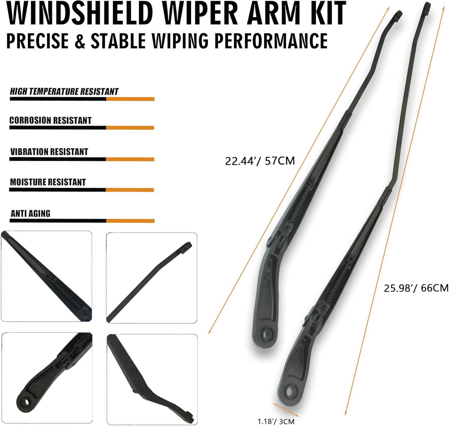 1 Pair Front Windshield Wiper Arm Kit Fits Compatible With Mazda 3 2004-2009 Replace OE 42925 42926 BN8F67321B BN8G67321A BN8F67321C BN8G67321B BN8F67321D BN8G67321C Left and Right