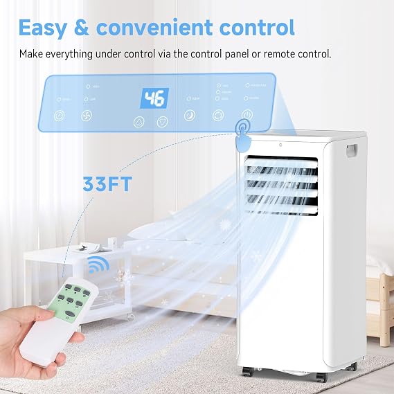 Portable Air Conditioner - 12,000 BTU 3-in-1 Cooling Unit with Dehumidifier, Fan & AC Modes - Ac Units Cools Up to 550 Sq.Ft - 24-Hour Timer, Remote Control & Window Kit Included