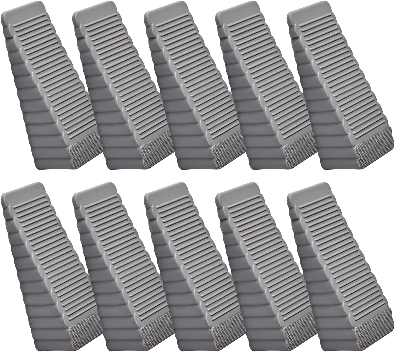 Strongest Door Stoppers Non-Scratching and Anti-Slip Design Wall Protectors 10 Packs Premium Grey Silicone Door Stoppers Wedge Sturdy and Stackable Door Stop