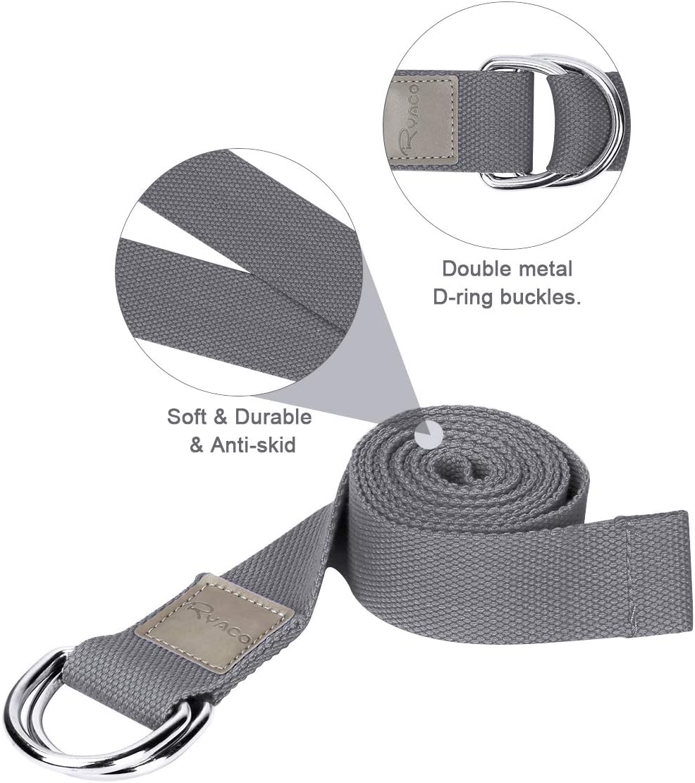 Ryaco 2 pcs Yoga Block with Yoga Strap Set, High Density Non-Slip EVA Foam, Support Deepen Yoga Brick for Yoga, Pilates, Meditation, Exercise, Workout, Fitness & Gym