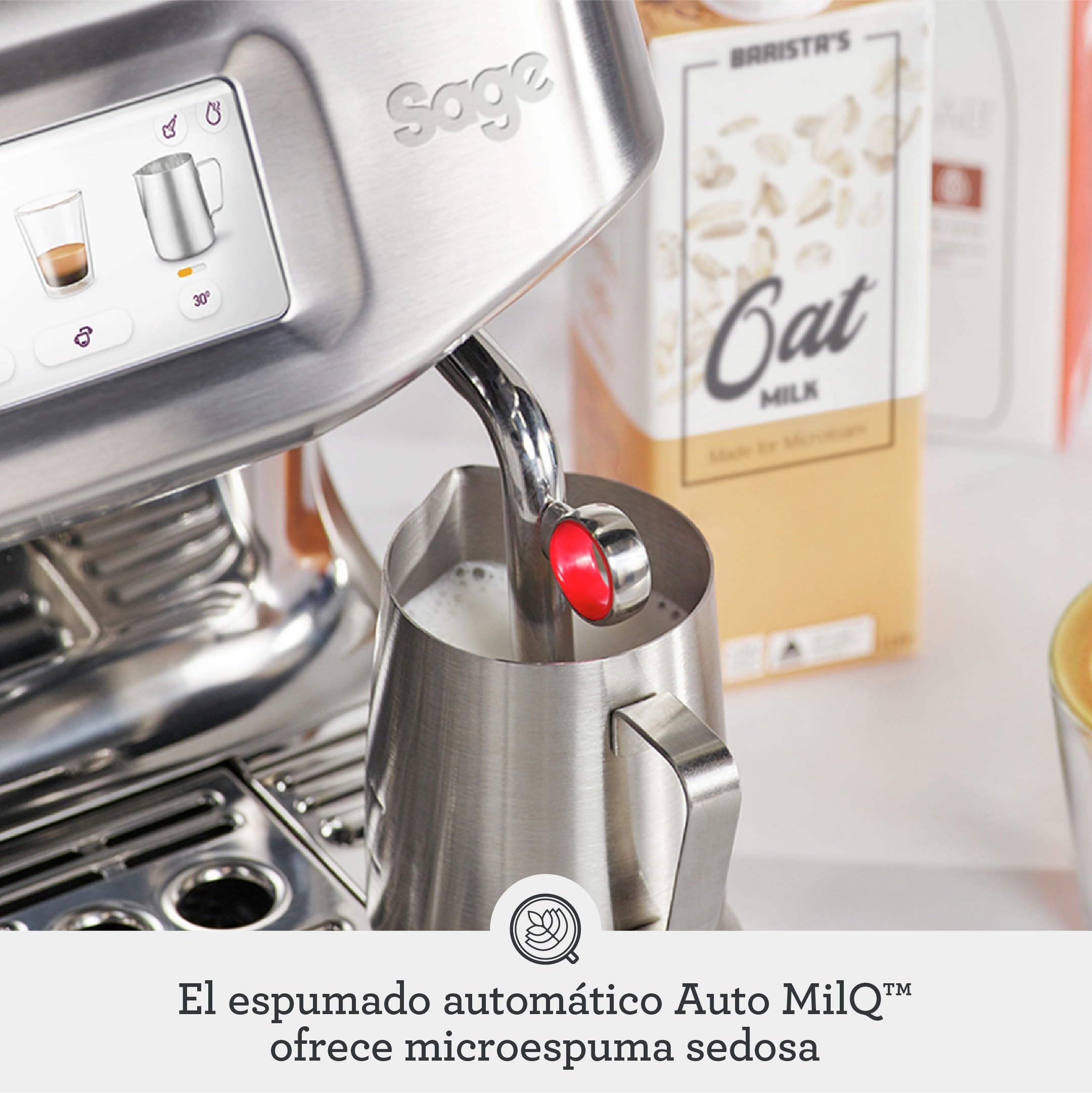 Sage - The Barista Touch Impress - Cafetera Express con Molinillo Integrado y Espumador de Leche Automático - Dosificación Inteligente y Cold Brew para Café en Grano - Trufa Negra