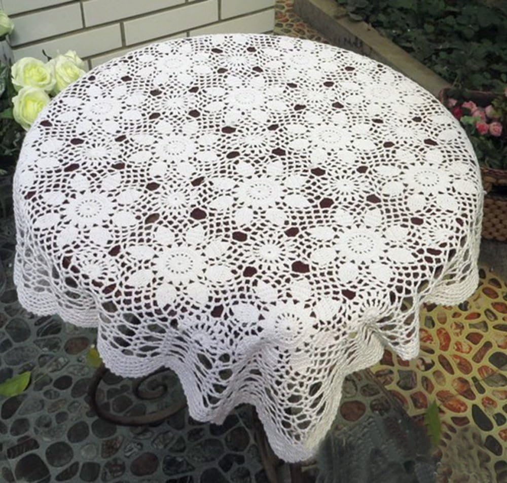 Damanni Beige Cotton Handmade Crochet Lace Tablecloth Doilies Table Overlay,Square,31 Inch by 31 Inch