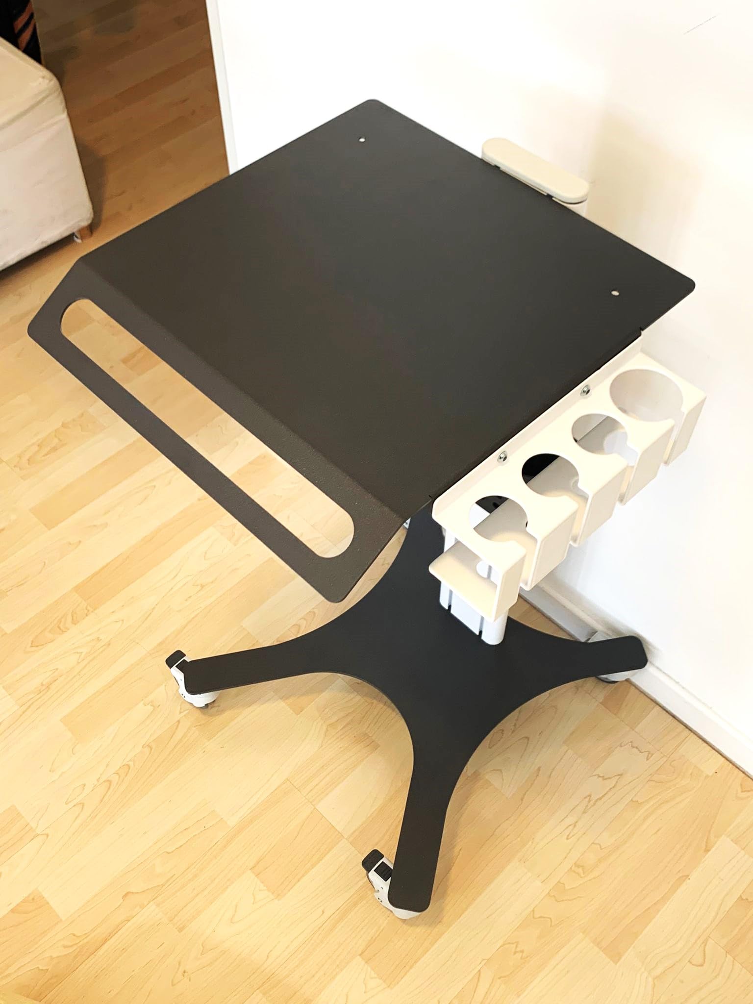 Carrello medicale Strumedical certificato per Ecografo universale con Maniglia Piano di appoggio Cestello Porta sonde