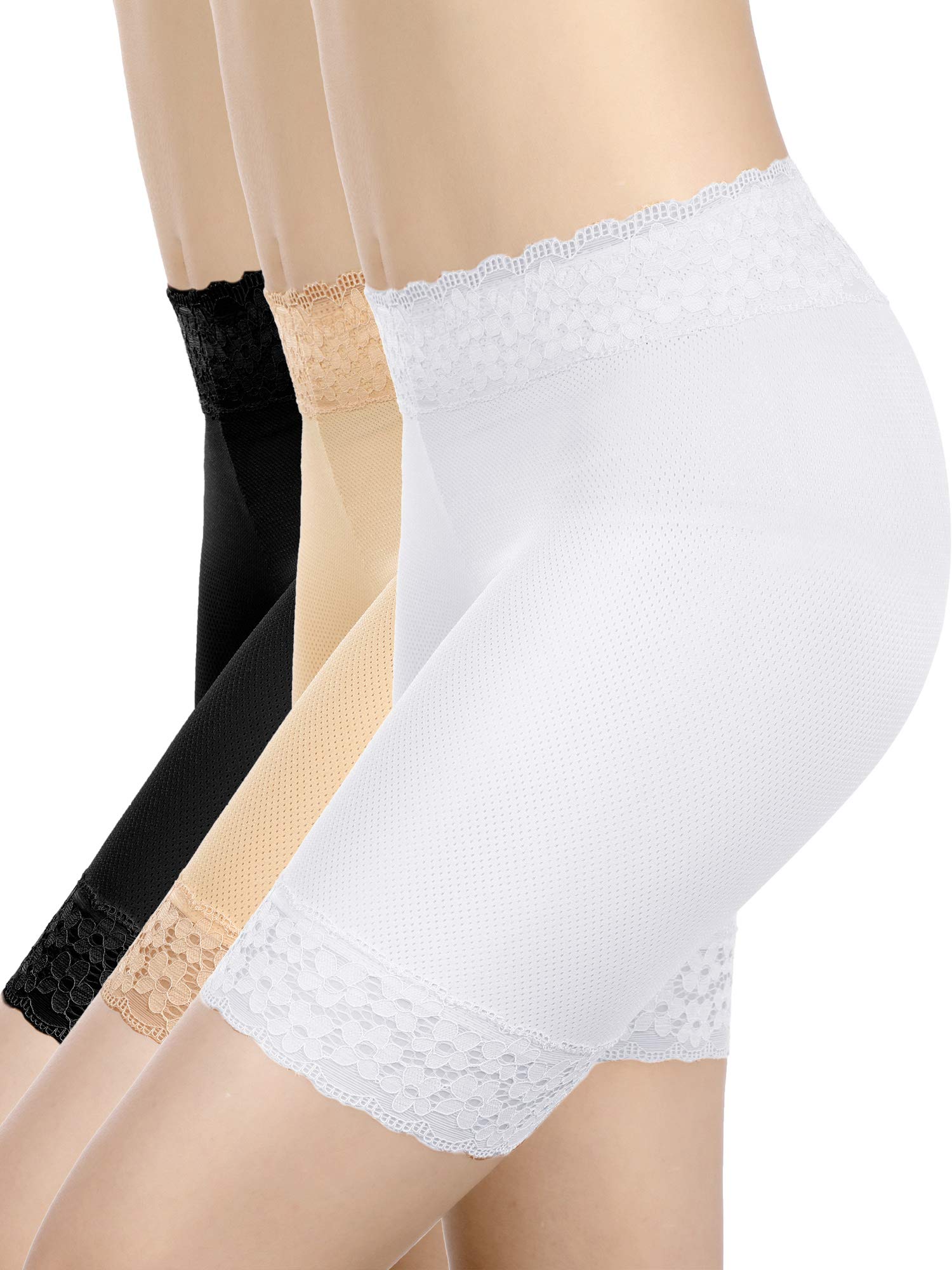 Boao sous-Vêtements Shorts de Sécurité en Dentelle (Noir, Peau, Blanc)