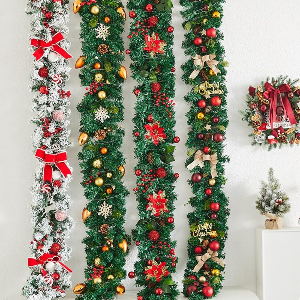 Damika クリスマス 飾り ガーランド LED付き モール クリスマス オーナメント ガーデン装飾籐 クリスマスの装飾籐吊り花輪