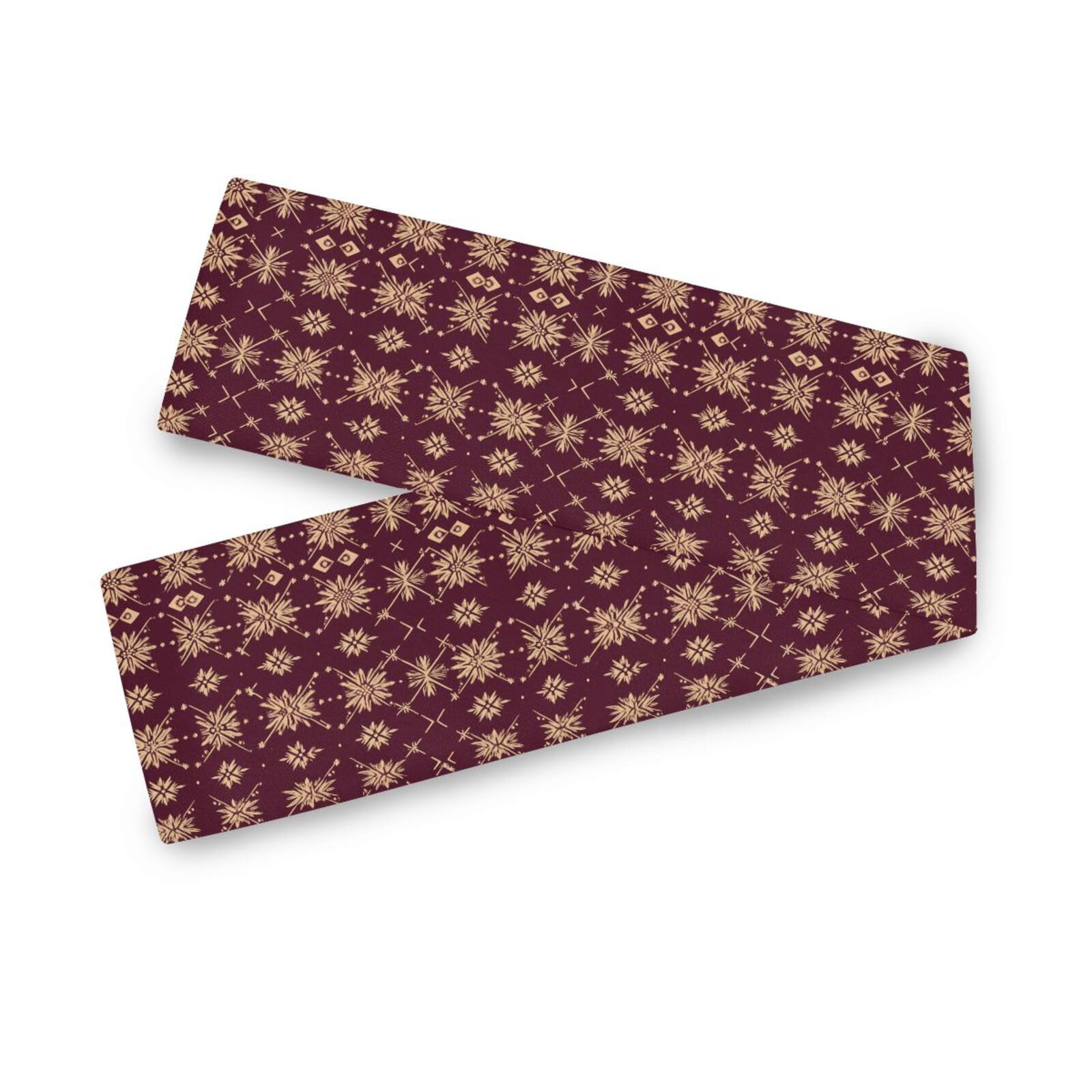 Vintage Bohemian Style Pattern Dark Red and Gold Dusty Blue Table Runner, 13x70inches, Fall Party Decorations Reusable Dining Table Decor 70" Long