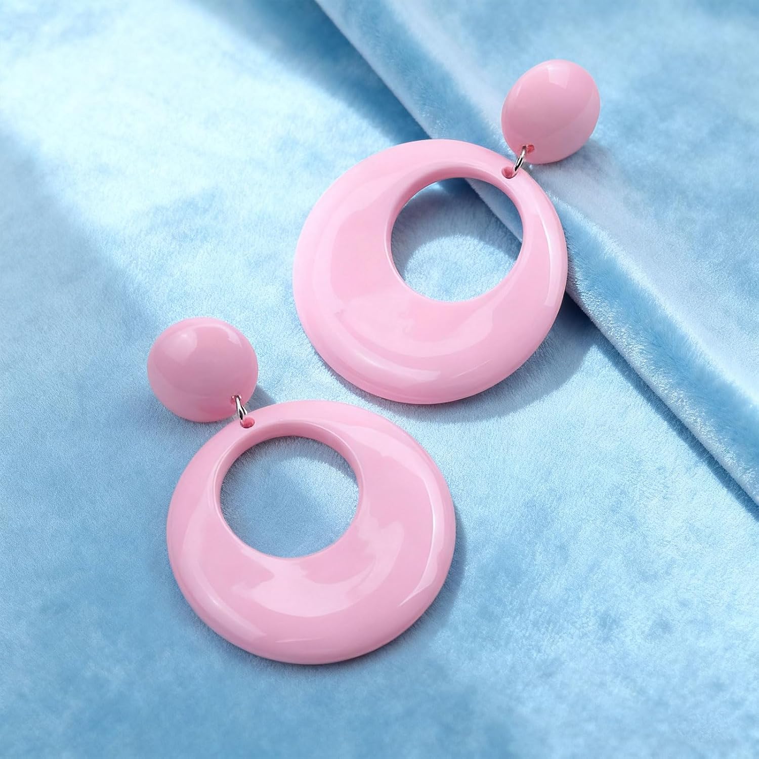 60s 70s Earrings for Women Acrylic Red Hot Pink White Earrings for Women Dangle Retro Disco Earring 70s Accessories Women Big Round Circle Drop Dangle Vintage Groovy Earring 90s 80s 60s Jewelry image 5