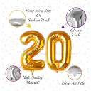 Rozi Decoration Twenty Number Foil Toy Balloon 16" Inch - 2 Pieces, Golden (Golden Num 20) gallery image