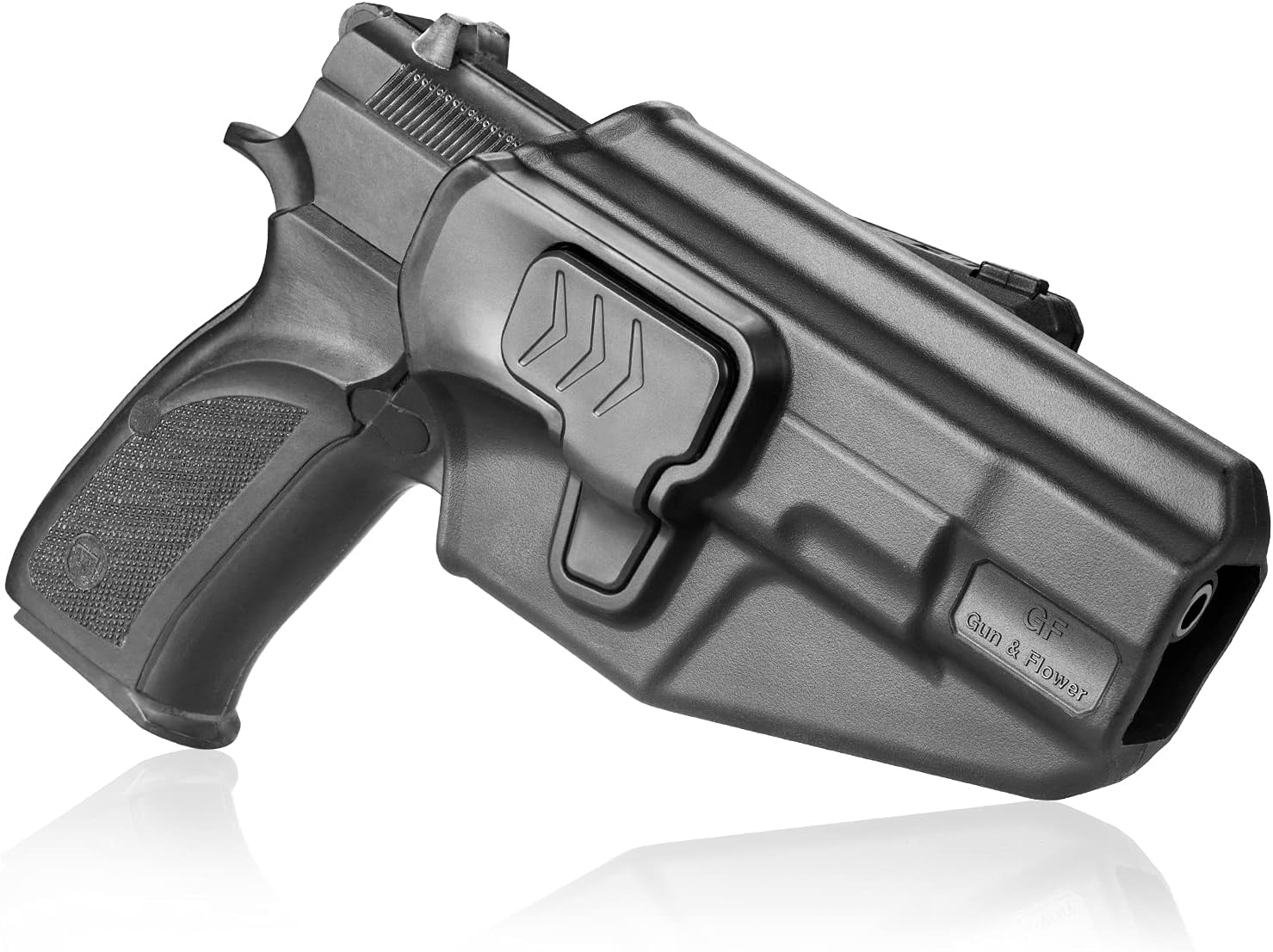 CZ 75B OWB Holster with Index Finger Release, Outside Waistband Holster Fits CZ 75B & CZ 75 Compact, 360° Adjustable Belt Clip 1.5''–2.25'', Right Hand Black