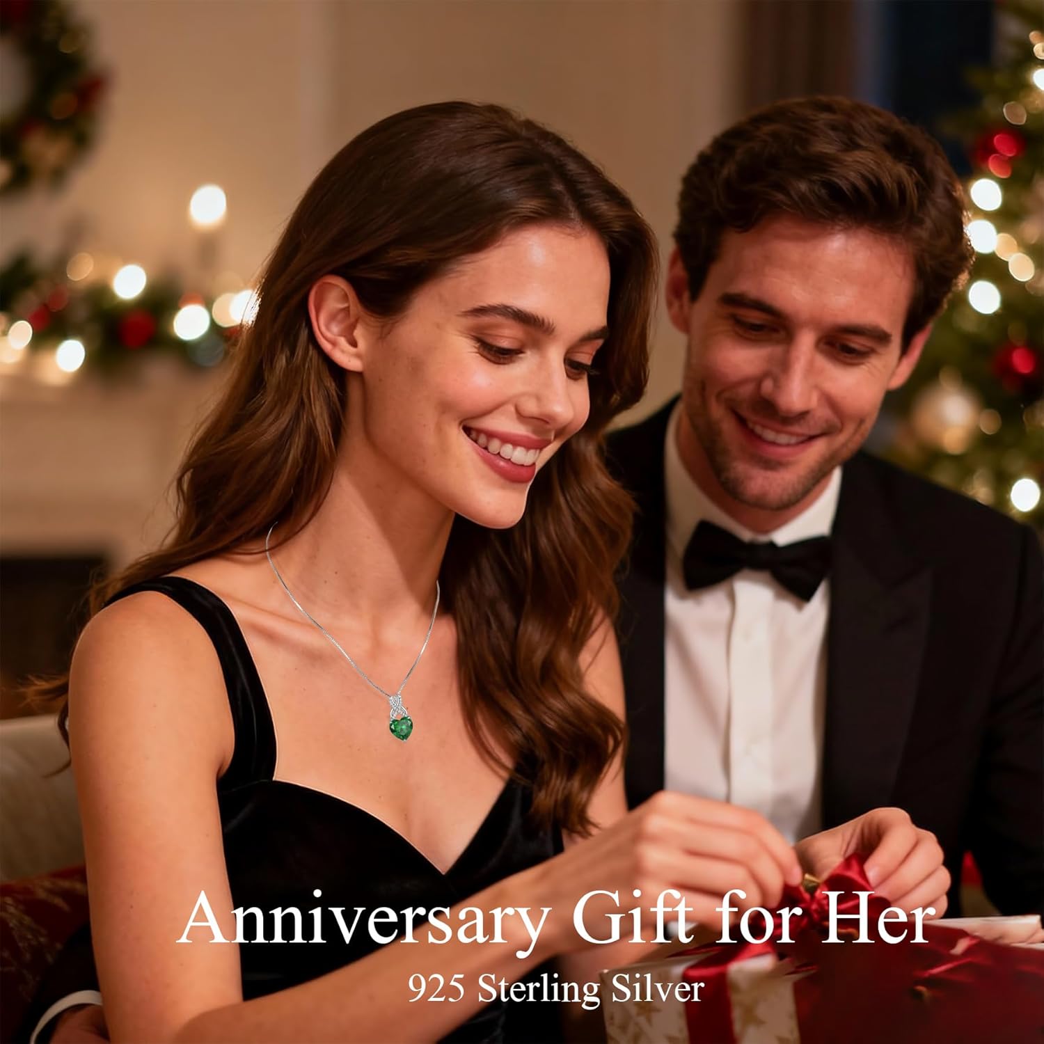 Heart Birthstone Necklace for Women 925 Sterling Silver Zirconia Pendant Infinity Love Necklaces Anniversary Birthday Mothers Day Jewelry Gifts for Mom Wife Lover Friend - Image 5