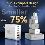 USB C Fast Charger Block Fast Charging, iPhone Charger Blocks 65W Multi Port Charger 6-Ports PD & QC Charging Cube Brick Power Adapter Type C Wall Chargers for iPhone 17/16/15/14/13/12 Pro Max, iPad