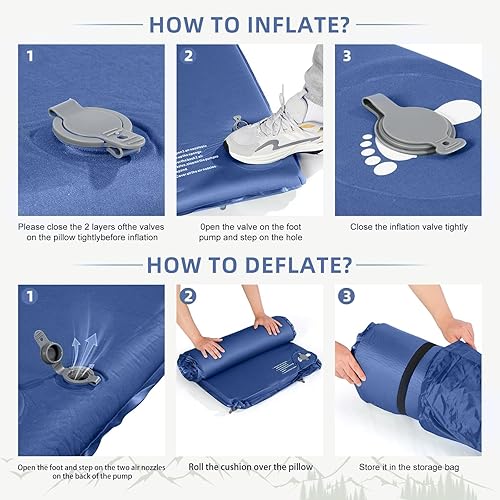 Vista 6 de Memory Sleeping Pad, 3.1" Ultra-Thick Foam Sleeping Mats for Camping, Easy Inflate&Deflate,9.5 R-Value Insulated Camping Mattress Pad with Pillow