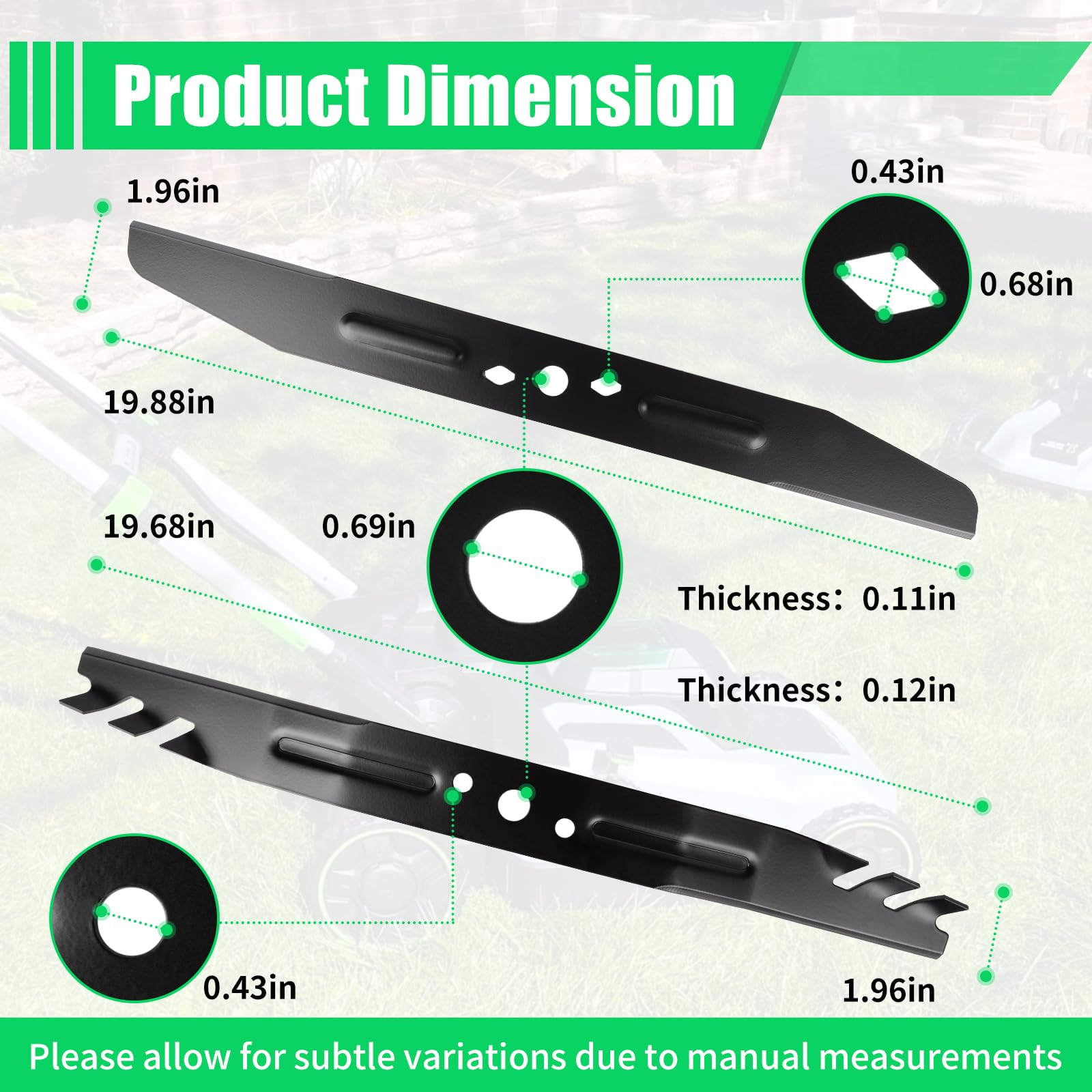 AB2101D - Set di lame per pacciamatura da 53 cm, compatibile con tosaerba elettrici E GO Pow er+ 56 V, LM2133, LM2130, LM2135SP, LM2130SP, LM2156SP, lame dentate