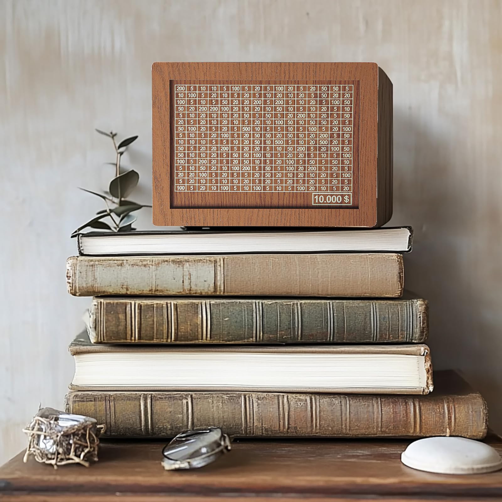 10k Wooden Savings Challenge Piggy Bank - Digital Coin Savings Box with Numbers