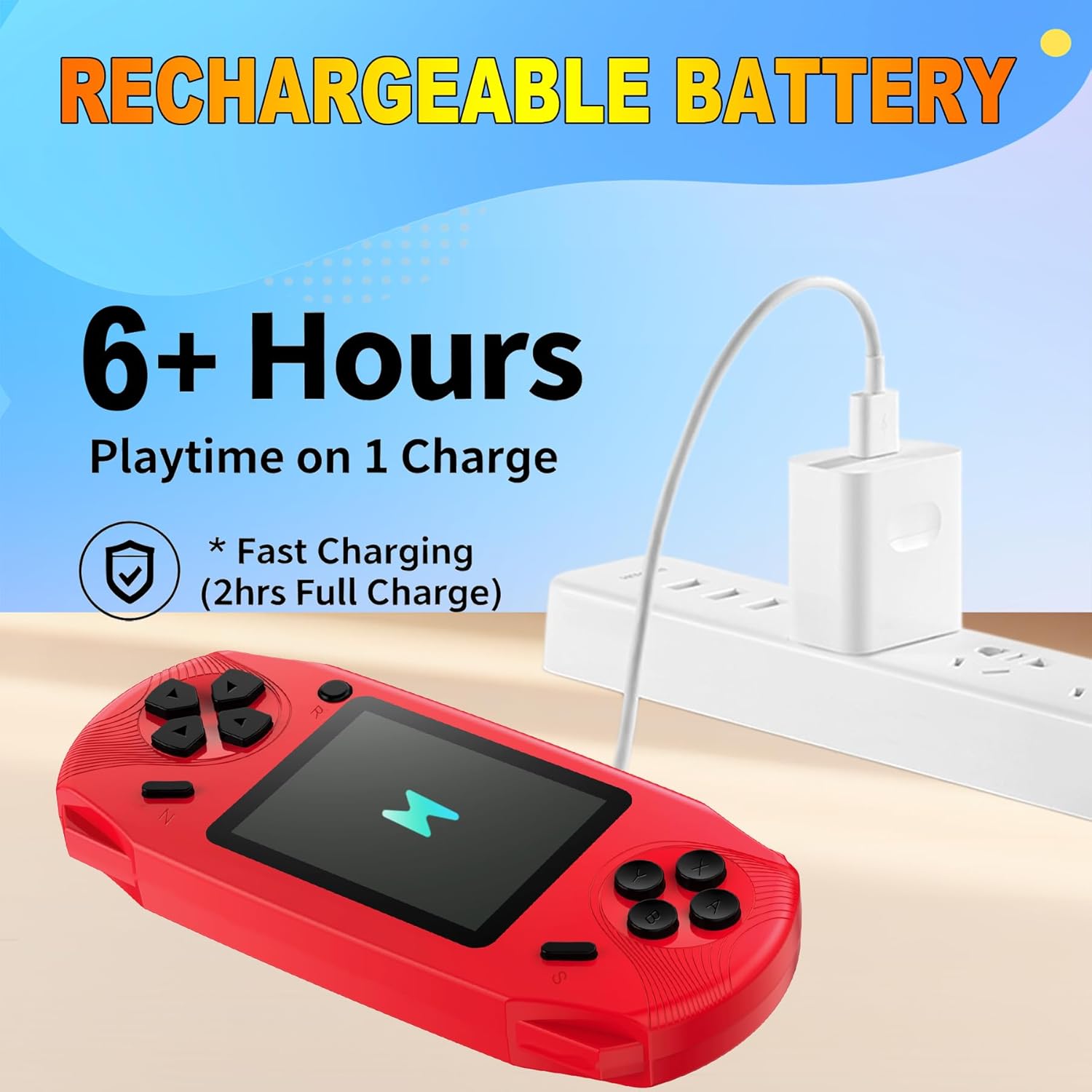 16 Bit Handheld Games for Kids Adults 3.0'' Large Screen Preloaded 220 HD Classic Retro Video Games USB Rechargeable Seniors Electronic Game Player Birthday Xmas Present (Red) - Image 4