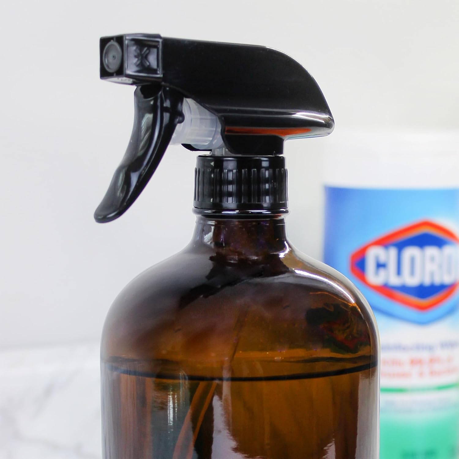 Cornucopia 32oz Amber Glass Spray Bottles (2-Pack); Brown Bottles w/ 3-Setting Trigger Sprayers; Includes Caps for Storage