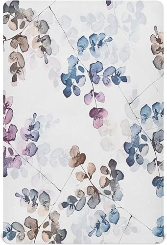 Kigai Fitted Crib Sheet for Boys & Girls Watercolor Flowers Soft Breathable Unisex Baby Sheets for Standard Crib and Toddler Mattresses 39 x 27 in