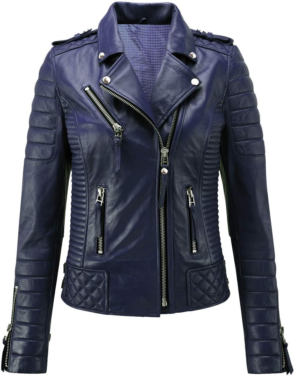 KAINAT Womens Lambskin Leather Stylish Motorbiker Bomber Jacket Handmade Product 04