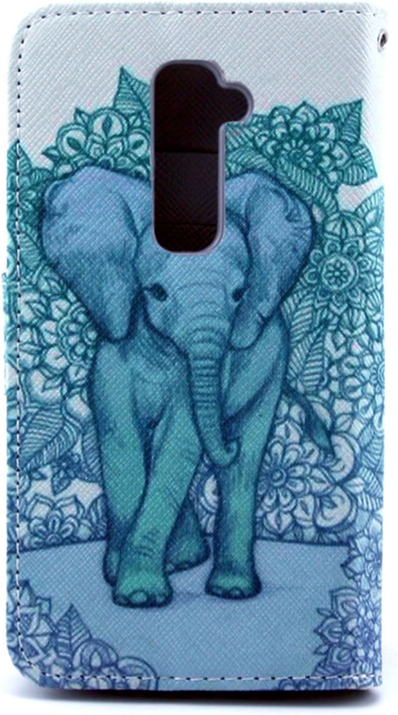LG G2 Case, Speedtek Elephant Pattern Premium PU Leather Wallet Flip Protective Skin Case with Magnetic Closure for LG G2 LG Optimus G2 [At&T, Sprint, T-Mobile] (Built-in Credit Card/ID Card Slot)