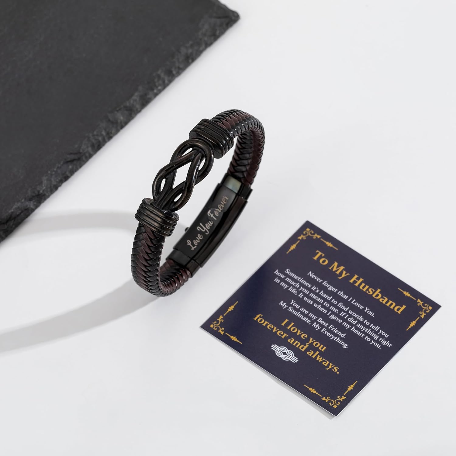 RANKEEF 𝐆𝐢𝐟𝐭𝐬 𝐟𝐨𝐫 𝐌𝐞𝐧 𝐊𝐧𝐨𝐭 𝐁𝐫𝐚𝐜𝐞𝐥𝐞𝐭 Christmas Gift Birthday Gift for Dad Man Son Husband Mens Leather Bracelet Mens Christmas Gifts - Image 8