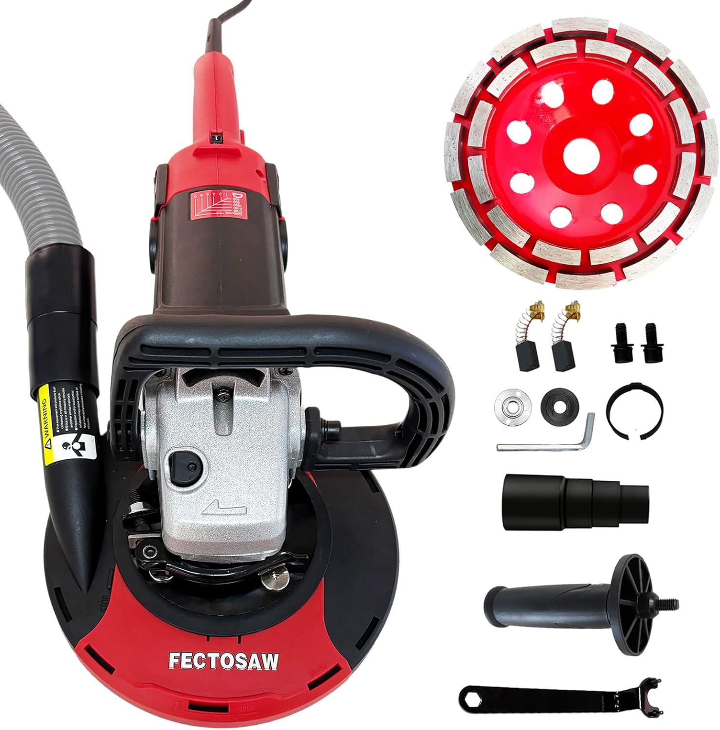 7-Inch Concrete Grinder,1580W (2.1 HP) Constant Power Motor, Variable Speed Electric Floor Polisher with Dust Shroud & Diamond Grinding Wheel for Concrete, Wall & Surface Grinding