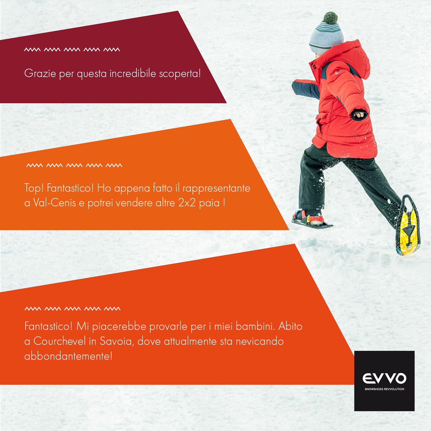 EVVO SHOSHIBAA, ciaspole per bambini, Made in Europe, attacchi regolabili, morbidi chiodi, All Terrain, escursionismo con le ciaspole