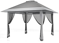 GarveeHome 13x13 Pop-Up Canopy Tent with Mosquito Netting - Waterproof UV Gazebo, 169 Sq Ft Instant Shade for Patio, Backyard, Garden (Grey)