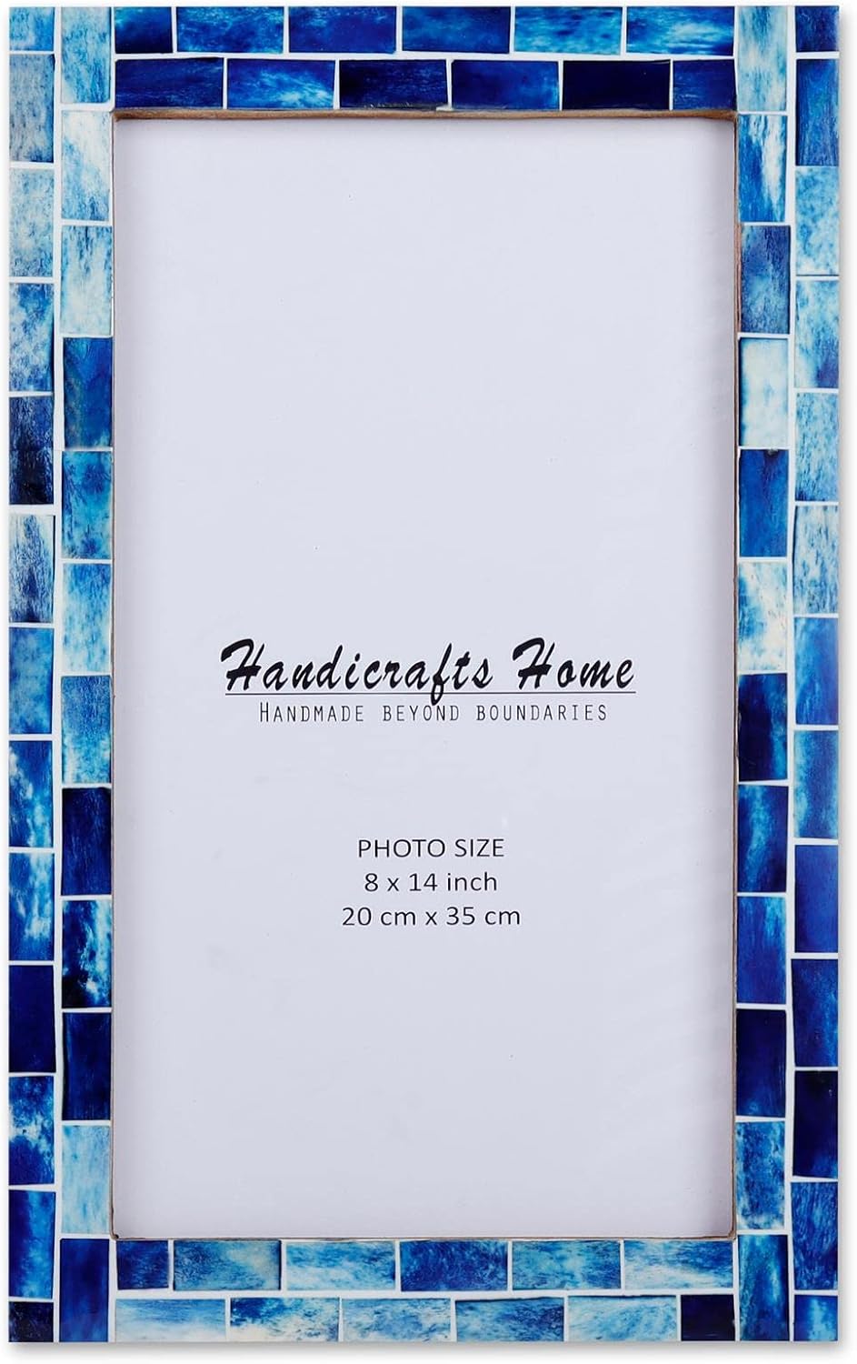 Handicrafts Home Indigo Poster Frame 8x14 - Handmade Bone & Resin Inlay Picture Frame for Wall Mount- Photo Frame for Home Decor, Boho Chic & Vintage Wall Art- Decorative Frames Office Desk & Gifts
