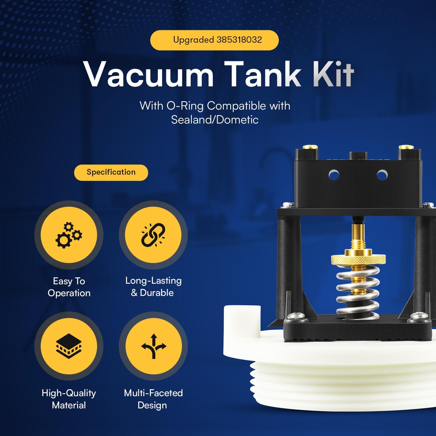 Sunluway Replacement for Dometic Sealand 385318032 Vacuum Tank Switch Kit, Replace for 729100 Vacuum Tank, White