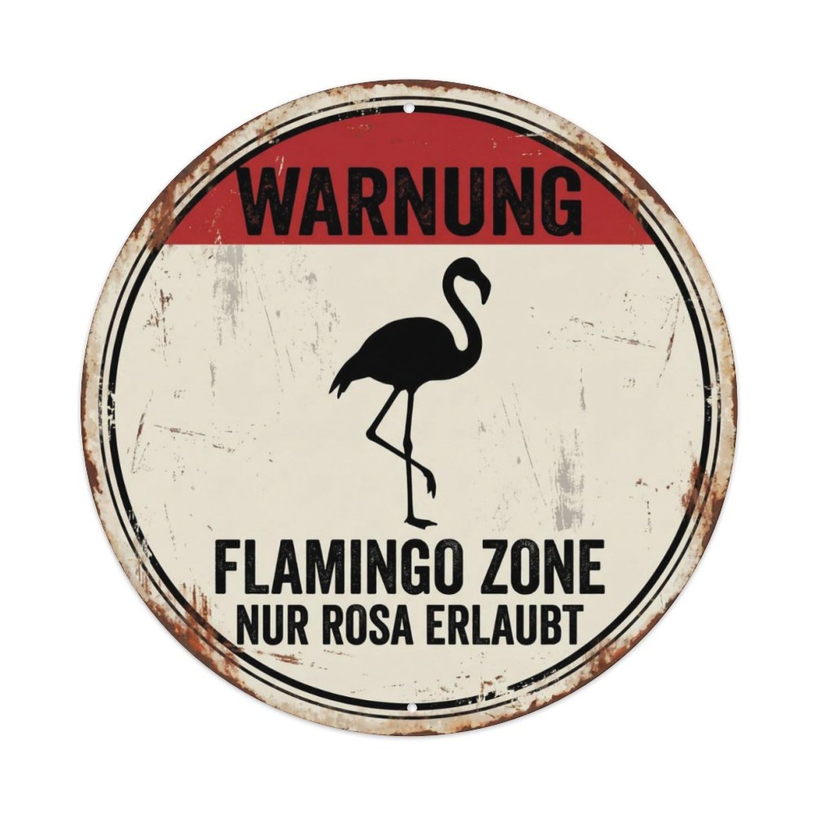 Fqcyn Style Dramatic Flamingo Pink Territory Metal Tin Sign Plaque Wall Decor For Cafe, Club Bar, Office, Home Garden Round Metal Poster 8X8inch