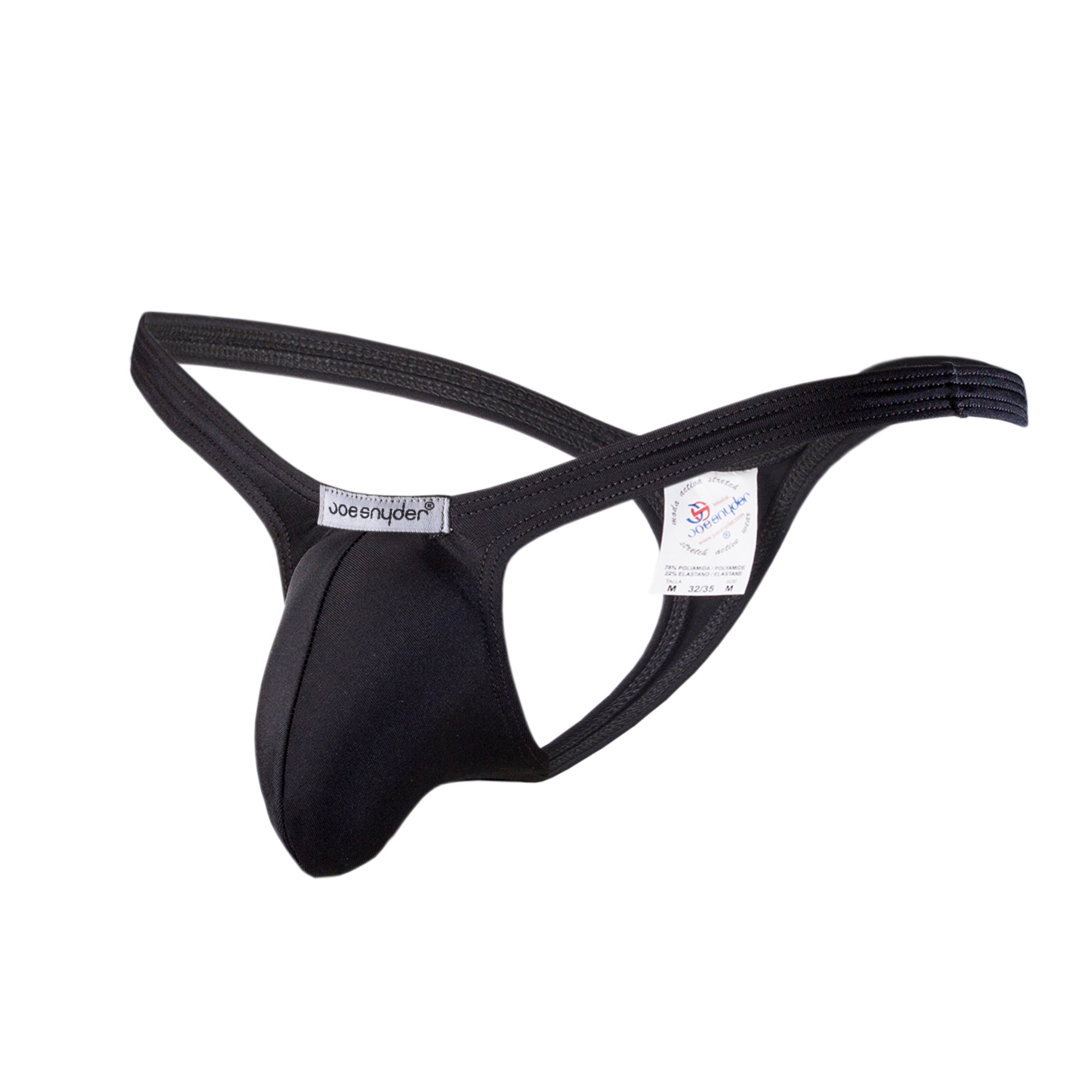 Joe Snyder Men's Black-Poly Bulge Thong Polyester Collection (Black/L)