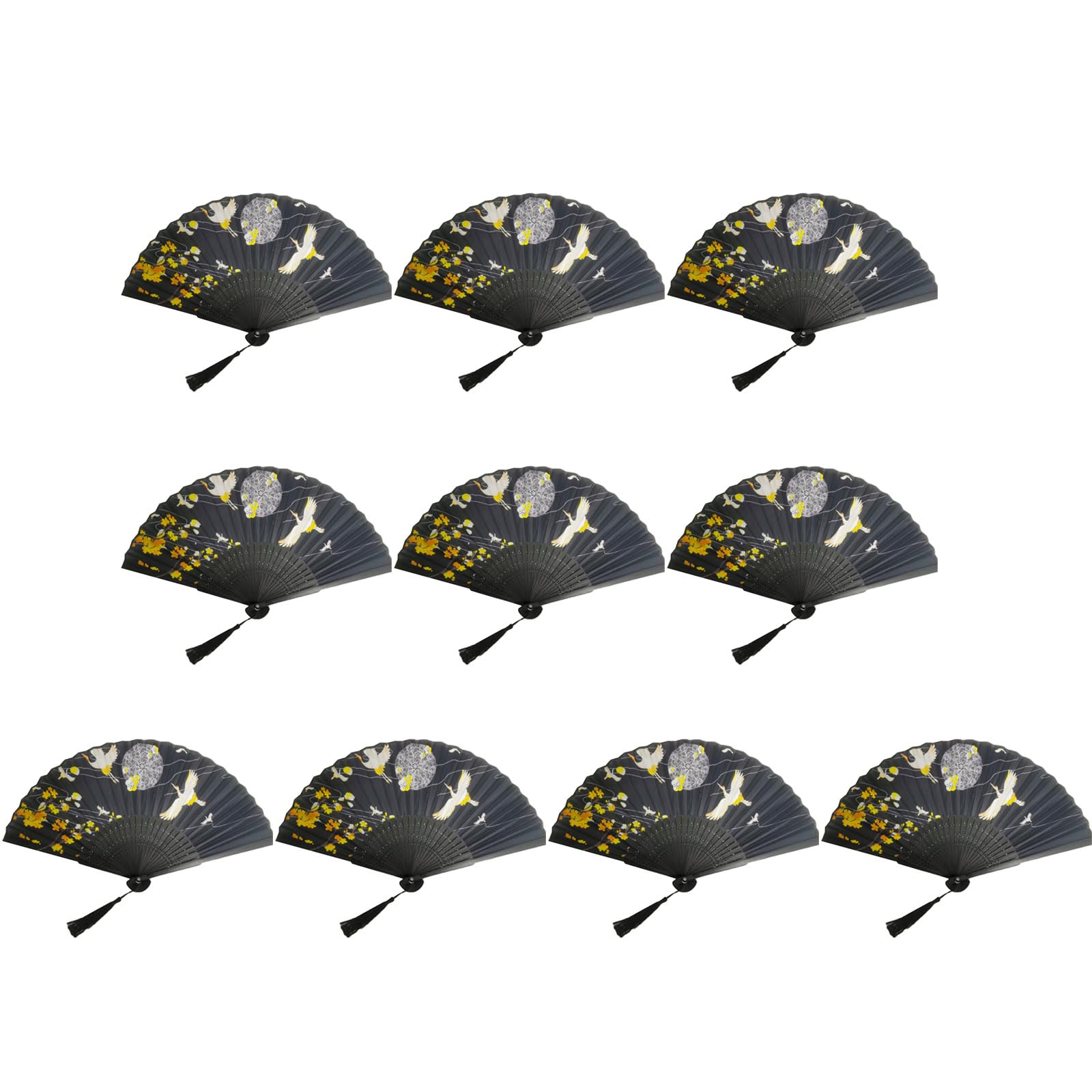 Tsophreniq Of 10 Bamboo Folding Fans Traditional Chinese Handheld Fan with Elegant Carvings for Cooling and Decoration Bamboo Fan