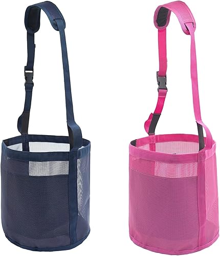 Gydoty Bolsa de alimentación para caballos Cubo de alimentación de malla resistente con correa ajustable, almohadilla para el cuello cómoda,