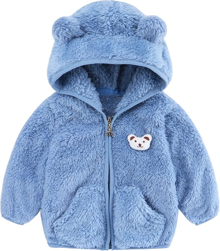 Casaco de fleece infantil com capuz e detalhe de urso Tumaron, modelo 22022